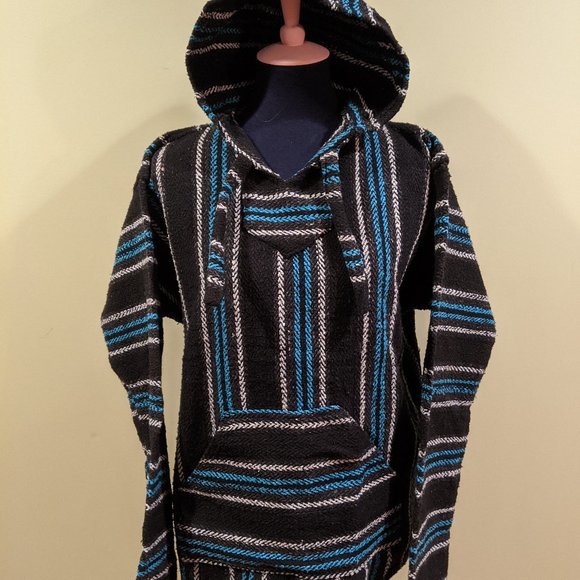 Black and Turquoise Baja Hoodie - Picture 1 of 6
